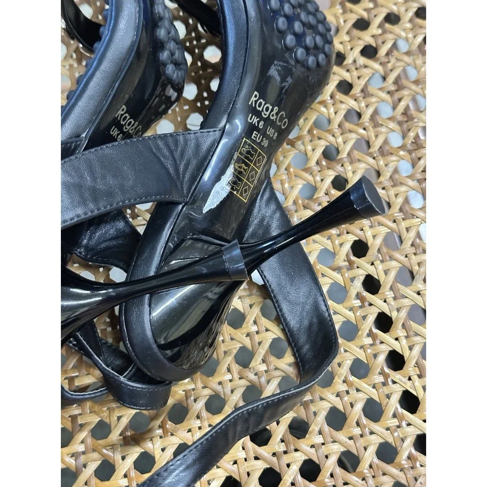 Rag & Co Handmade Women's Black Heel Shoes with Gold Accents US‎ Size 8 New